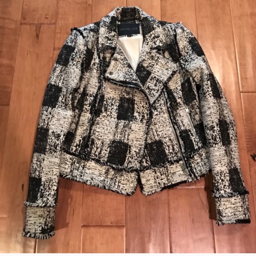 Rachel Zoe plaid moto